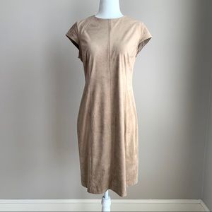 Katherine Barclay Tan Suede Short Sleeve Dress